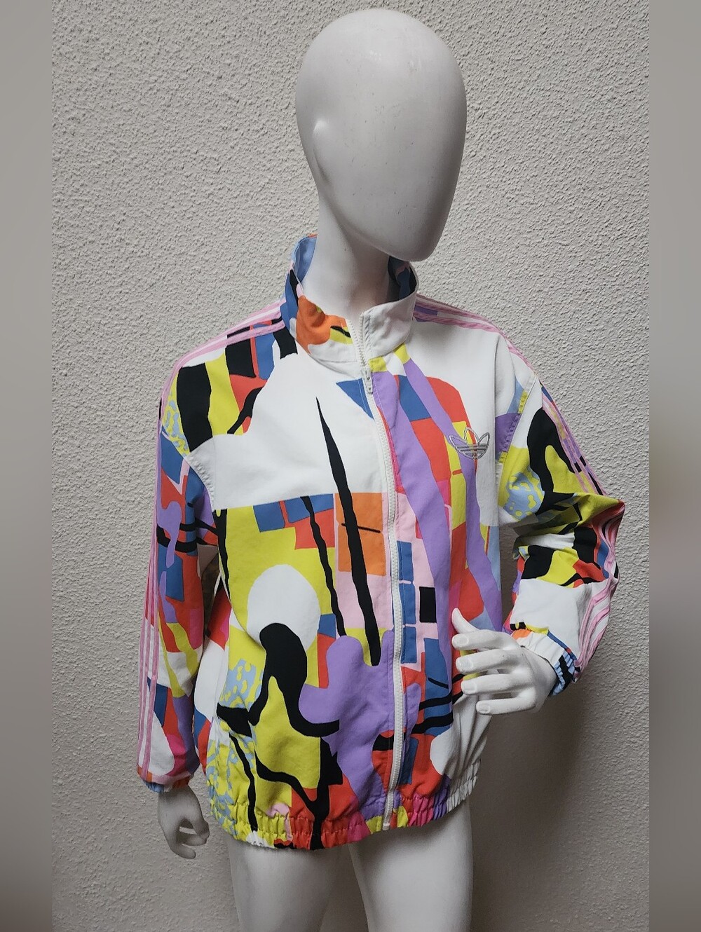 Adidas  Love Unites Zip Logo  Multicolor Windbraker Bomber Jacket Size M